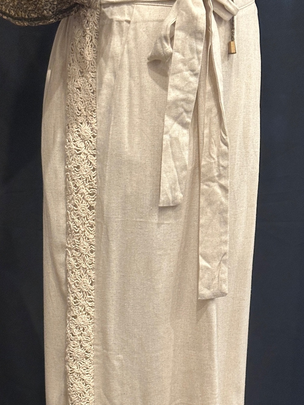 Women's High-Rise Tie-Waist Wide Leg Pants - Cream - Picture 3 of 9